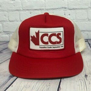 Vintage Hat Cap Snapback Red White CCS Canadian Crude Separators Trucker Mesh